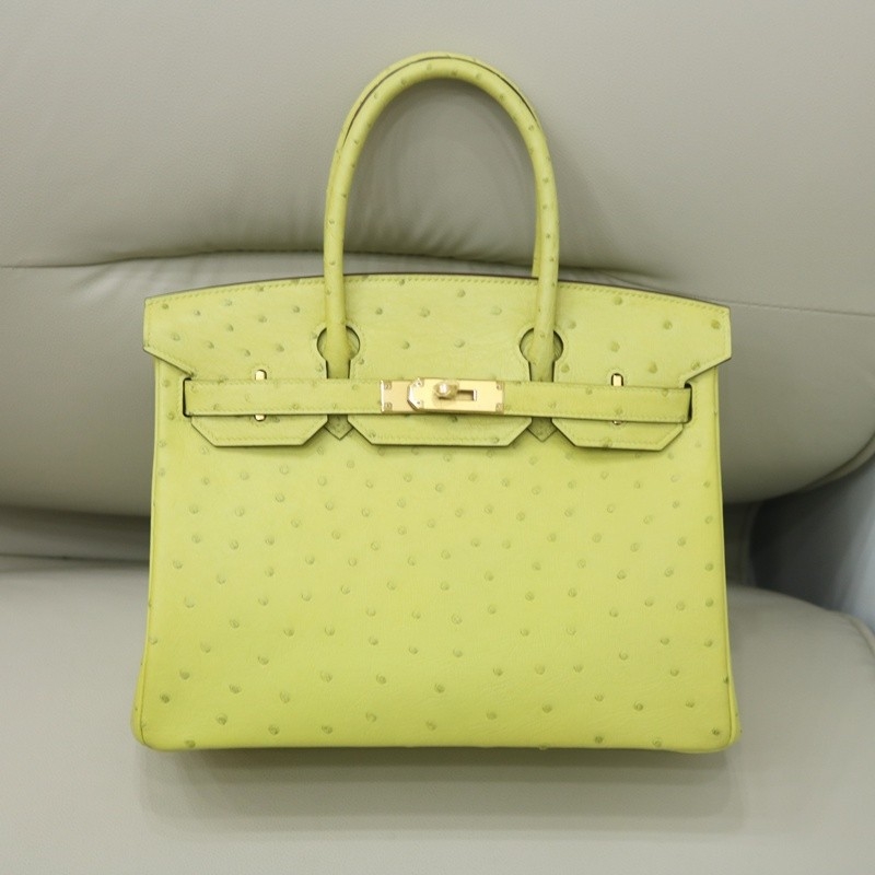 66 Vert Anis ostrich birkin 30 with GHW