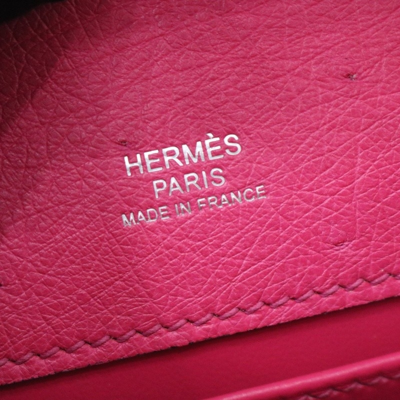 E5 Rose Tyrien ostrich kelly pochette with phw