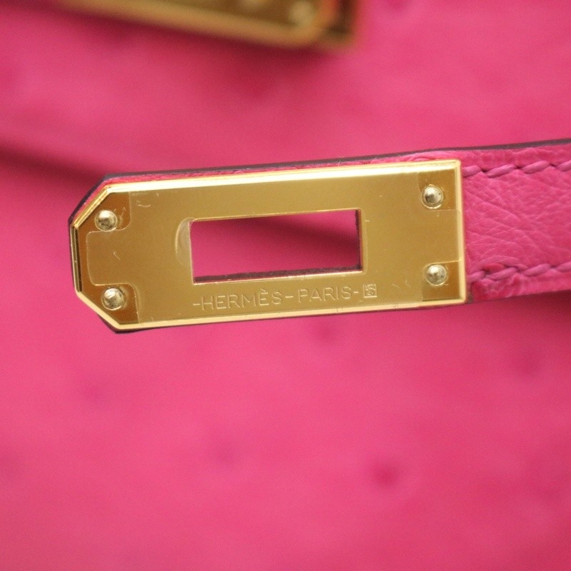 E5 Rose Tyrien ostrich kelly pochette with ghw