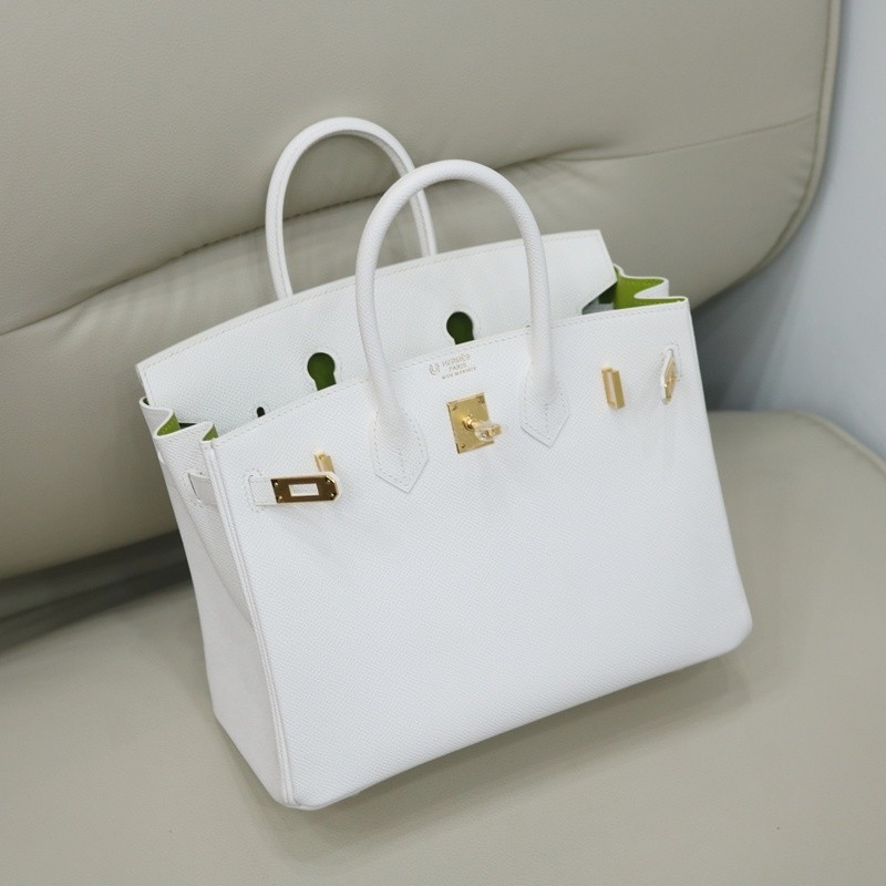 01 Blanc & 6R Kiwi interior Epsom Birkin 25 With PHW