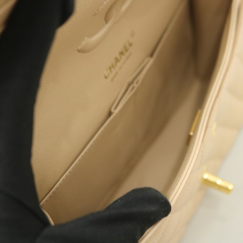 Chanel Medium Classic Double Flap Bag Apricot Quilted Caviar gold Hardware