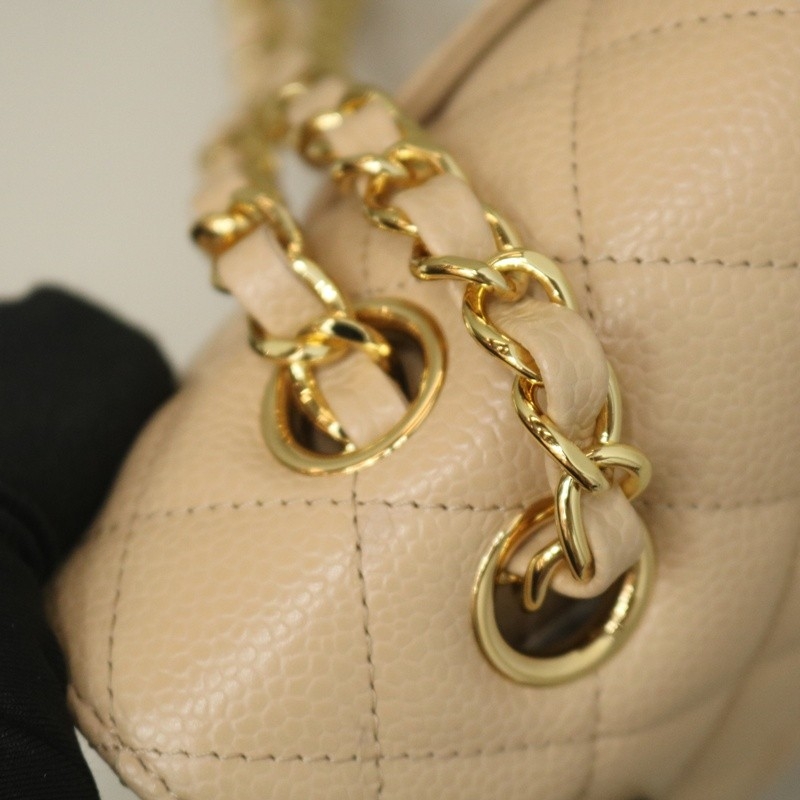 Chanel Medium Classic Double Flap Bag Apricot Quilted Caviar gold Hardware