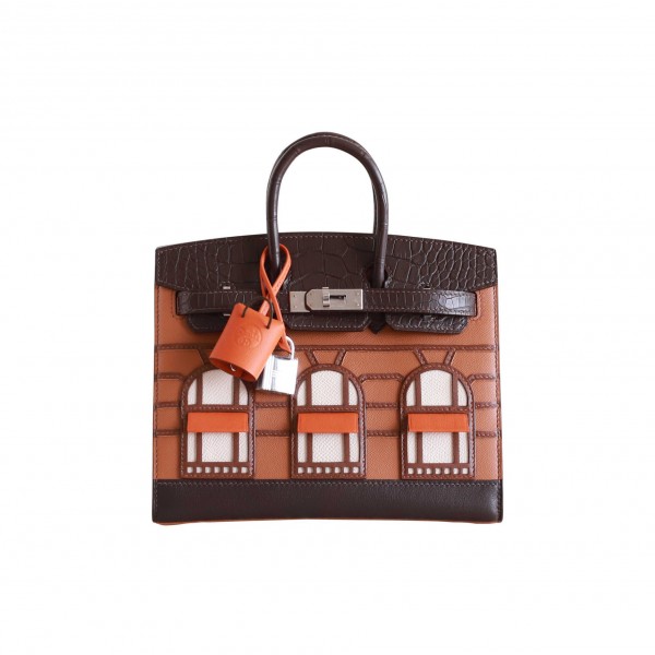 BIRKIN 20 FAUBOURG GOLD MONSIEUR AND BROWN MATTE ALLIGATOR PHW