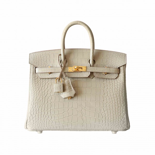 BIRKIN 25 BETON MATTE ALLIGATOR GHW