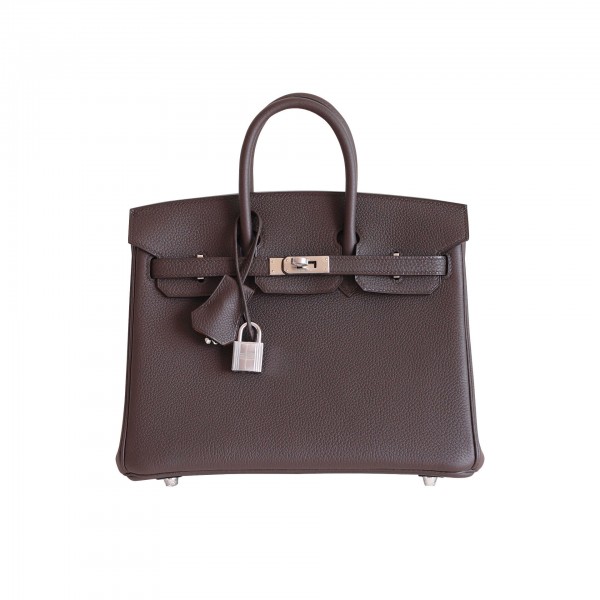 BIRKIN 25 EBENE TOGO LEATHER INSIDE GOLD CHEVRE PHW