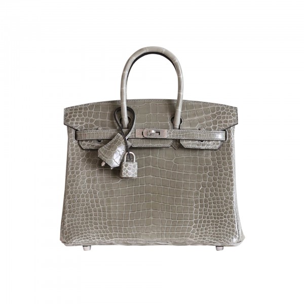 BIRKIN 25 GRIS TOURTERELLE SHINY POROSUS PHW