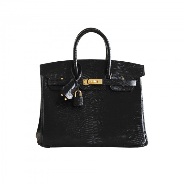 BIRKIN 25 NOIR LIZARD GHW