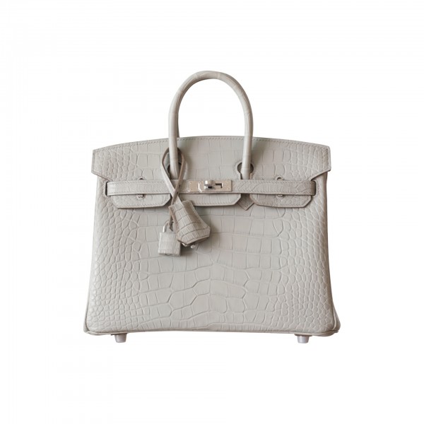BIRKIN 25 PEARL GREY MATTE ALLIGATOR PHW