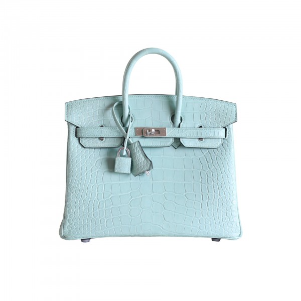 BIRKIN 25 VERT D'EAU MATTE ALLIGATOR PHW