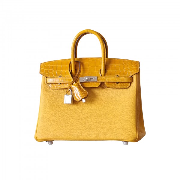 BIRKIN TOUCH 25 AMBRE SHINY NILOTICUS AND TOGO LEATHER PHW