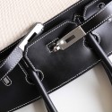 BIRKIN 30 BLACK BOX LEATHER AND TOILE CANVAS PHW