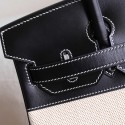 BIRKIN 30 BLACK BOX LEATHER AND TOILE CANVAS PHW