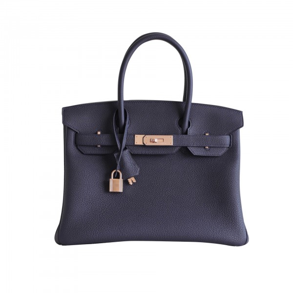 BIRKIN 30 BLUE NUIT TOGO LEATHER ROSE GOLD HARDWARE