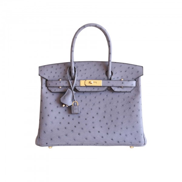 BIRKIN 30 GRIS AGATE OSTRICH LEATHER GHW