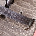 BIRKIN 30 GRIS TOURTERELLE AND GRAPHITE SHINY POROSUS PHW