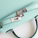 MINIKELLY AQUA AND COBALT CHEVRE SILVER HARDWARE