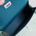 MINIKELLY AQUA AND COBALT CHEVRE SILVER HARDWARE