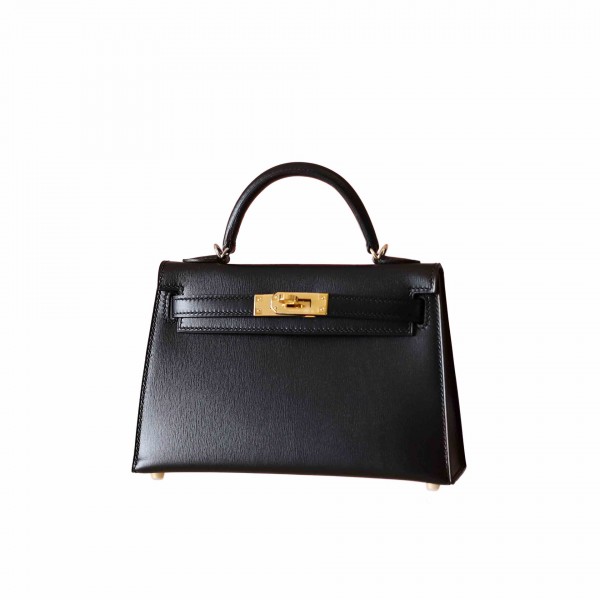 MINIKELLY BALCK BOX LEATHER GOLD HARDWARE