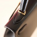 MINIKELLY BALCK BOX LEATHER GOLD HARDWARE