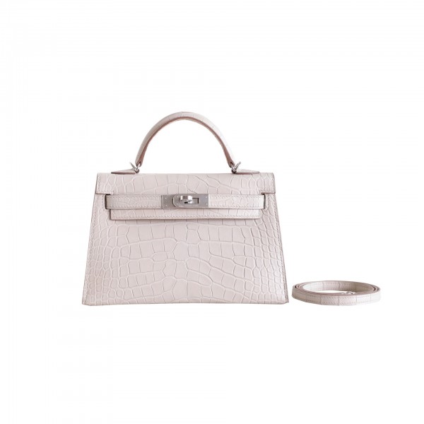 MINIKELLY BETON MATTE ALLIGATOR SILVER HARDWARE
