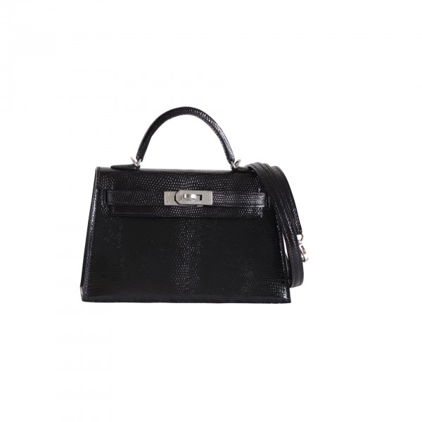 MINIKELLY BLACK LIZARD SILVER HARDWARE