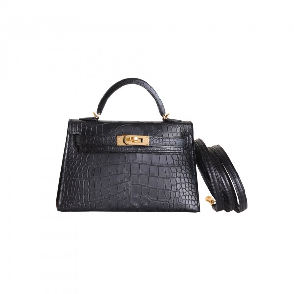 MINIKELLY BLACK MATTE ALLIGATOR GOLD HARDWARE