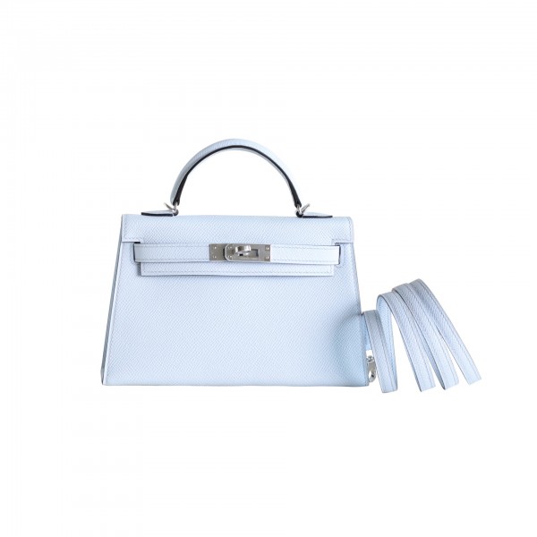 MINIKELLY BLUE BRUME EPSOM SILVER HARDWARE