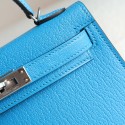 MINIKELLY BLUE FRIDA CHEVRE SILVER HARDWARE