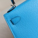 MINIKELLY BLUE FRIDA CHEVRE SILVER HARDWARE