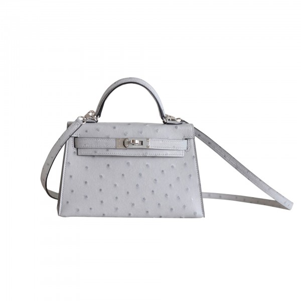 MINIKELLY BLUE GLACIER OSTRICH SILVER HARDWARE