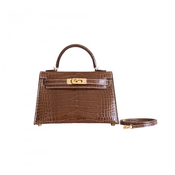 MINIKELLY FICELLE SHINY ALLIGATOR GOLD HARDWARE