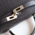 MINIKELLY GRAPHITE MATTE ALLIGATOR SILVER HARDWARE